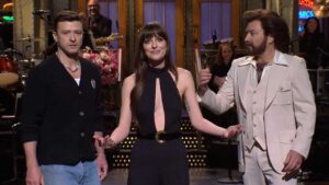 Justin Timberlake and Jimmy Fallon Make Surprise Cameos in Dakota Johnson's 'SNL' Monologue