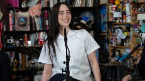 Billie Eilish hit by necklace thrown by fan while performing
